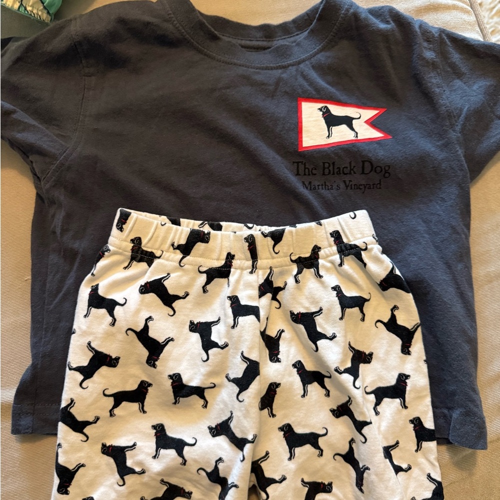 The Black Dog Kids Pajama Set - Dark Blue and Cream